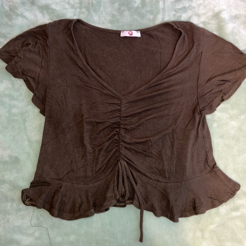 Green Front Rouch Top